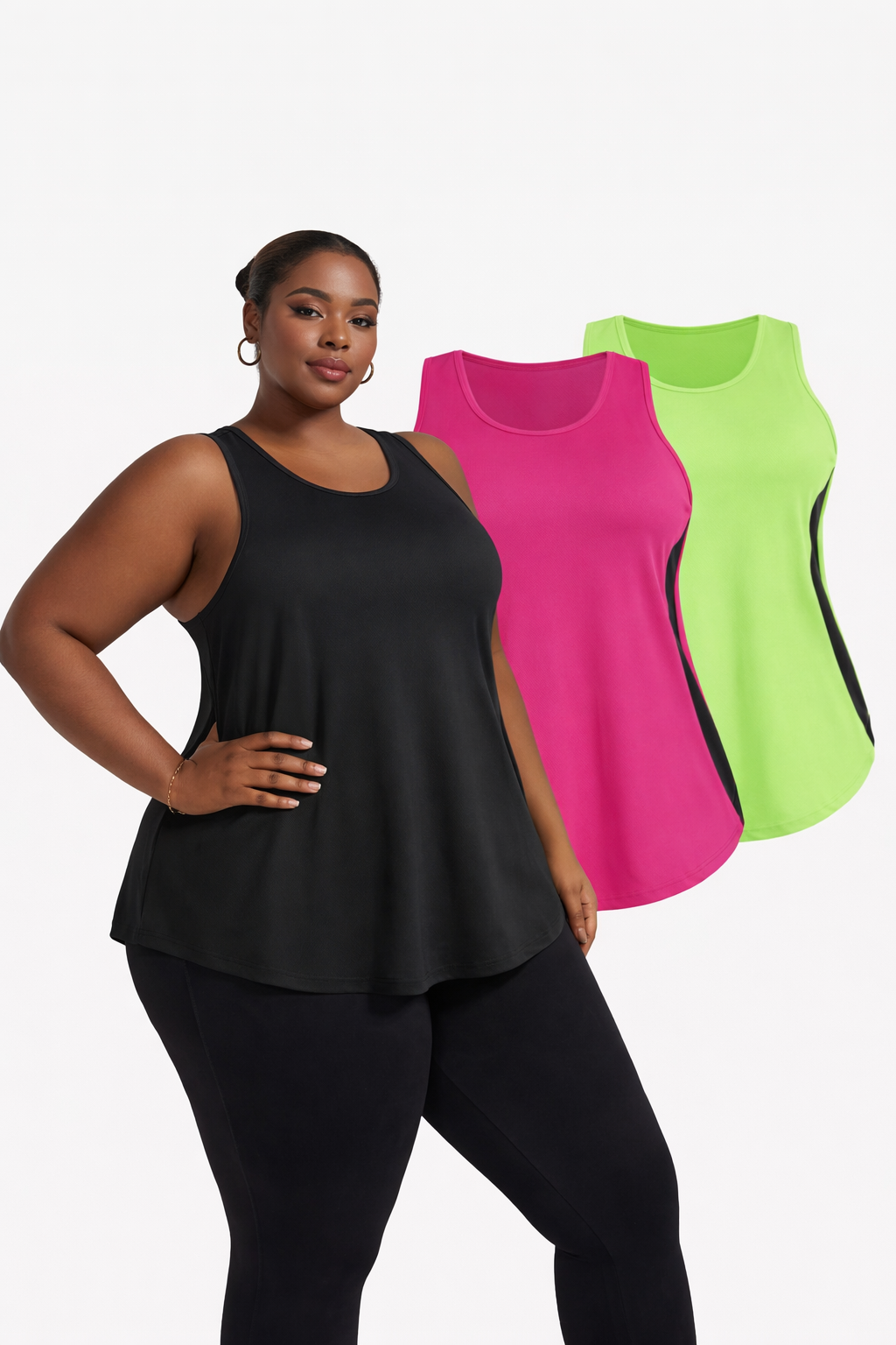 Plus-Size Contrast Sports Tops X3