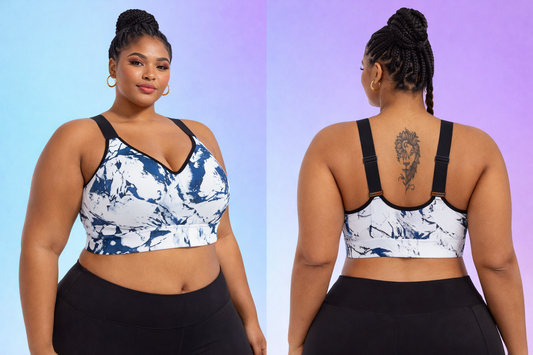 Plus-Size Sports Bra – Ink Camo Print